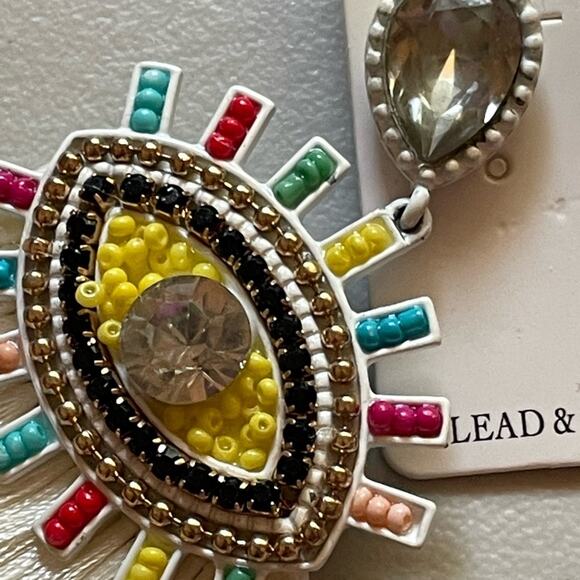 Wildflower Jeweled Multi Color Evil Eye Mystical Pair of Earrings NEW - Picture 3 of 7